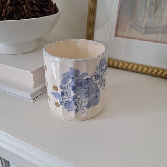 3 wick candle holder Vintage blue and white Pottery - Picture 10 of 10